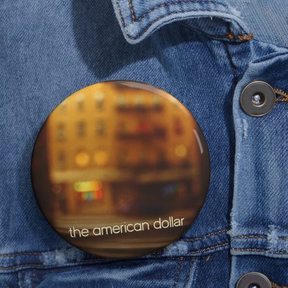 Pin Buttons - A Memory Stream - Golden City Scene with Neon Lights and Crosswalk Blurred Design - Image 6