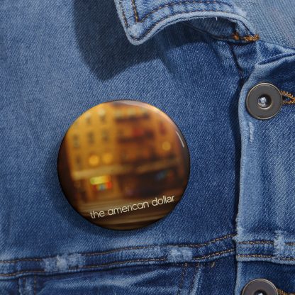 Pin Buttons - A Memory Stream - Golden City Scene with Neon Lights and Crosswalk Blurred Design - Image 4