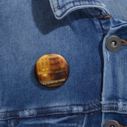 Pin Buttons - A Memory Stream - Golden City Scene with Neon Lights and Crosswalk Blurred Design - Image 2